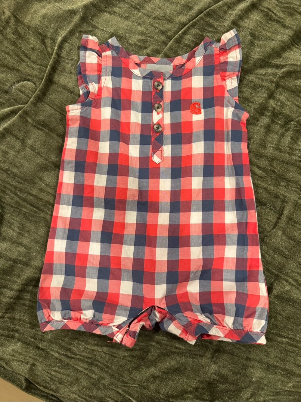 Carhartt Red, Navy & White Plaid Girls Romper
